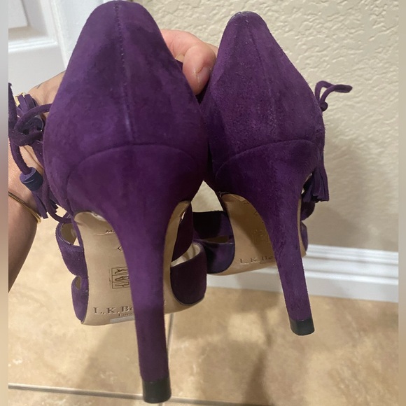 L.K.Bennett London Purple Suede 3inch Heels With Strap Made In Spain Sz36 - Picture 3 of 13